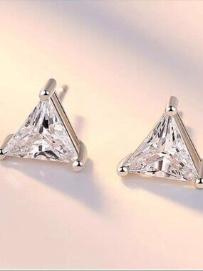 Sterling Silver 925 Triangle Stud Earrings